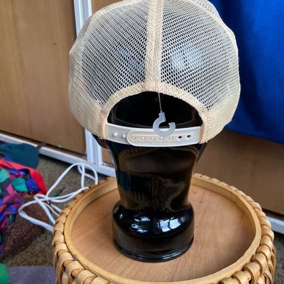 Vintage Nissin Cream Trucker Hat with UGLY Teddybear Patch Adjustable Snap Back - Picture 5 of 10